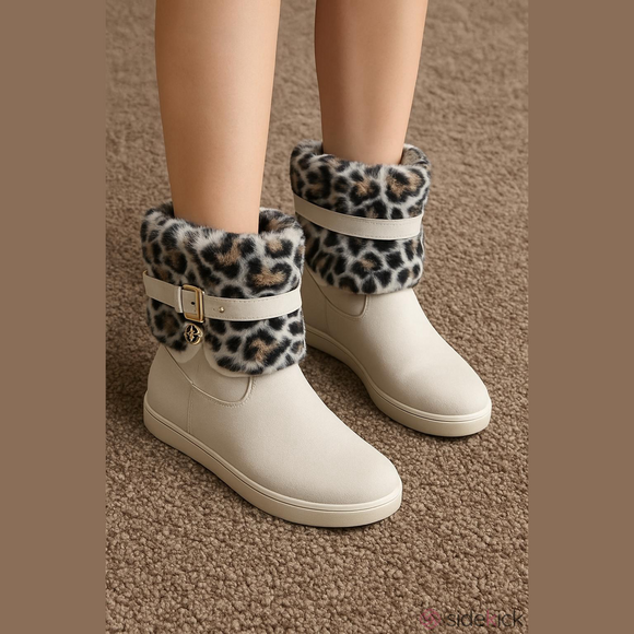 G by Guess Shoes - G by Guess Leopard Print Fur Lined Boots Size 8